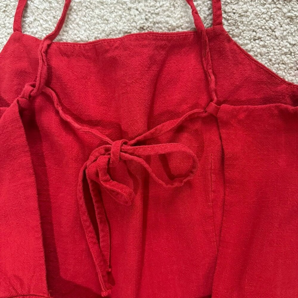 Oak + Fort Jumpsuit Women’s Medium  Wide Leg Tie Back Mark On Ankle - Picture 14 of 16